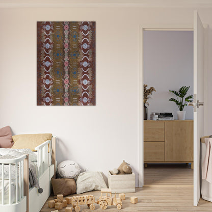 Honey Ant Dreaming - 1993 - Clifford Possum Tjapaltjarri Brushed Aluminum Print - 70x100 cm / 28x40 inches | Clifford Possum Tjapaltjarri Aluminum Print | Clifford Possum Tjapaltjarri Prints