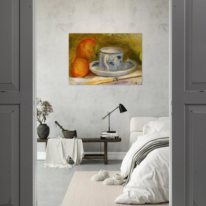 Cup and Oranges - Pierre-Auguste Renoir Brushed Aluminum Print - 70x100 cm / 28x40 inches | Pierre-Auguste Renoir Aluminum Print | Pierre-Auguste Renoir Prints