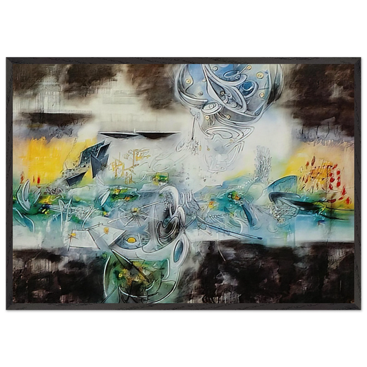 ABRIR EL CUBO Y ENCONTRAR LA VIDA - Roberto Matta 70x100 cm / 28x40 inches Framed Art Print – Black Wooden Frame