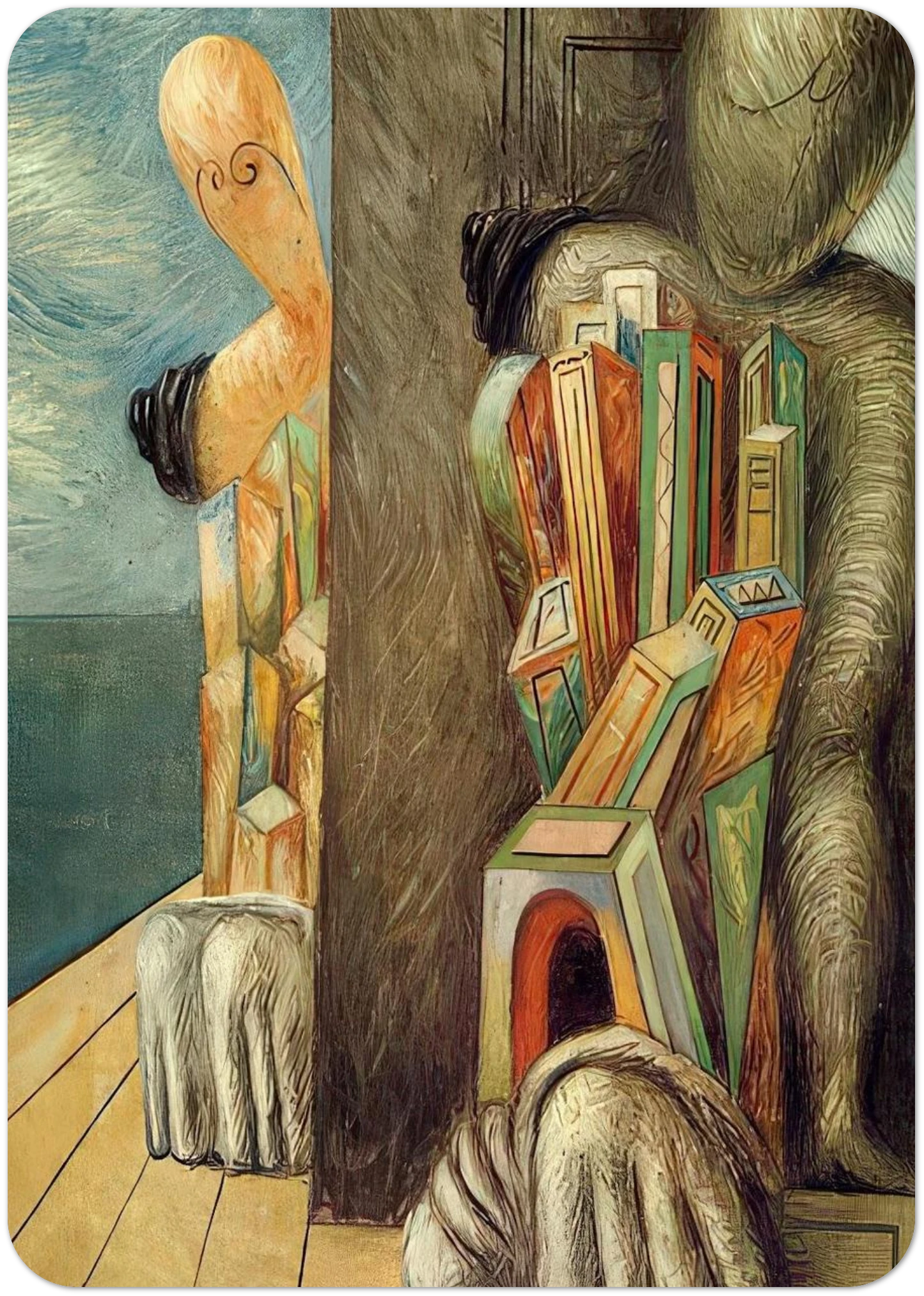 ARCHAEOLOGISTS 1926 By Giorgio de Chirico Pack of 10 Post Cards | Giorgio de Chirico Post Cards | A6 (10.5 x 14.8 cm) - 4.1 x 5.8 inches