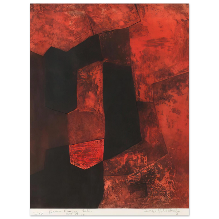 Serge Poliakoff - Composition brune et rouge - 1964  75x100 cm / 30x40inches Fine Art Poster