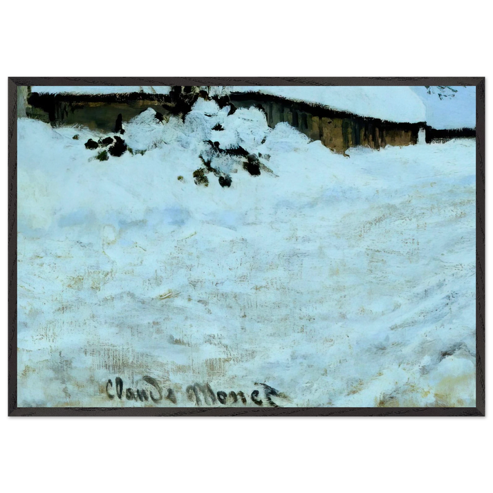 Cart on the Snow Covered Road with Saint-Simeon Farm - claude monet 70x100 cm / 28x40 inches Framed Art Print – Black Wooden Frame