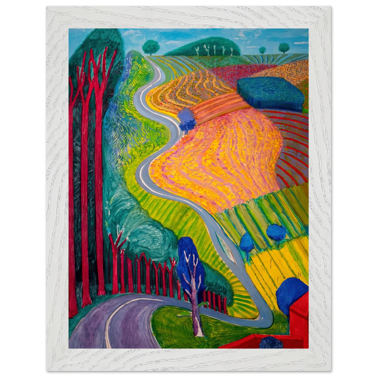 David Hockney - David Hockney Wall art - 50x70 cm / 20x28 inches - Premium Wooden Framed Poster With Fine Art Paper-canvas - White frame