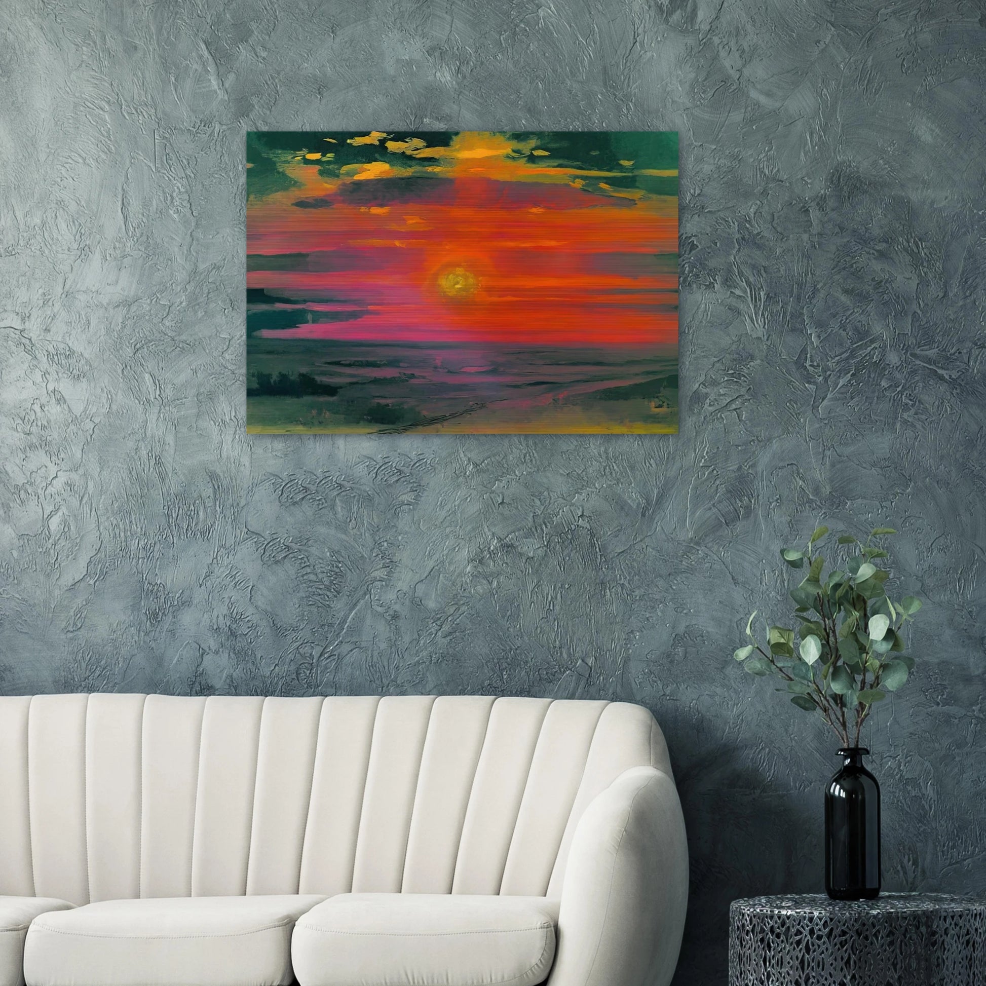 Sunset in the winter. A coast of the sea - Arkhyp Kuindzhi Brushed Aluminum Print - 70x100 cm / 28x40 inches | Arkhyp Kuindzhi Aluminum Print | Arkhyp Kuindzhi Prints