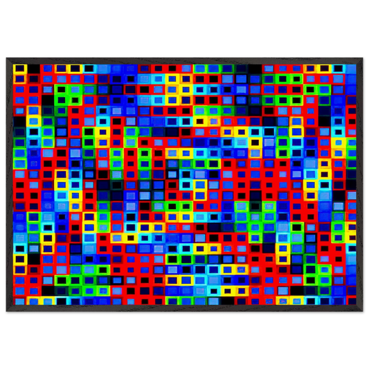Orion-K - 1972 - Victor Vasarely 70x100 cm / 28x40 inches Framed Art Print – Black Wooden Frame