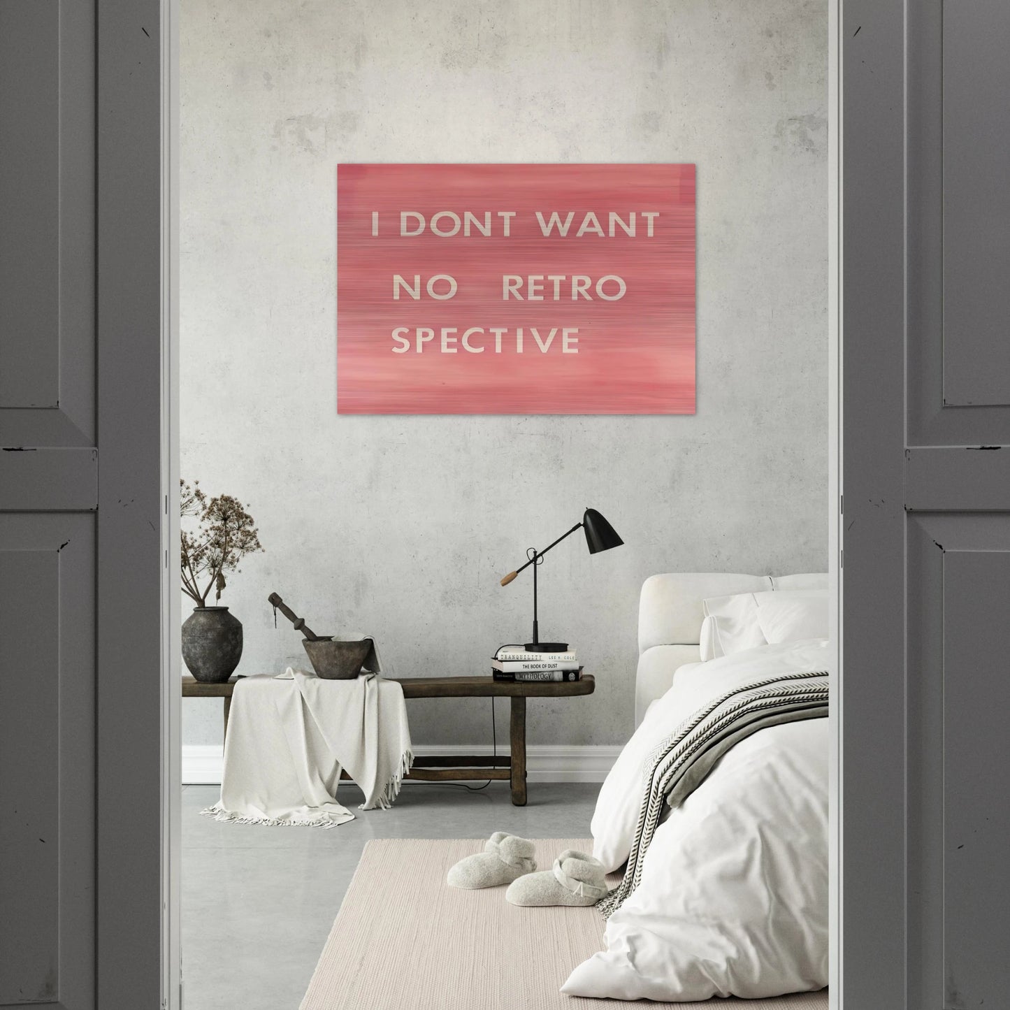 I DON T WANT NO RETRO SPECTIVE 1979 - Edward Ruscha Brushed Aluminum Print - 70x100 cm / 28x40 inches | Edward Ruscha Aluminum Print | Edward Ruscha Prints