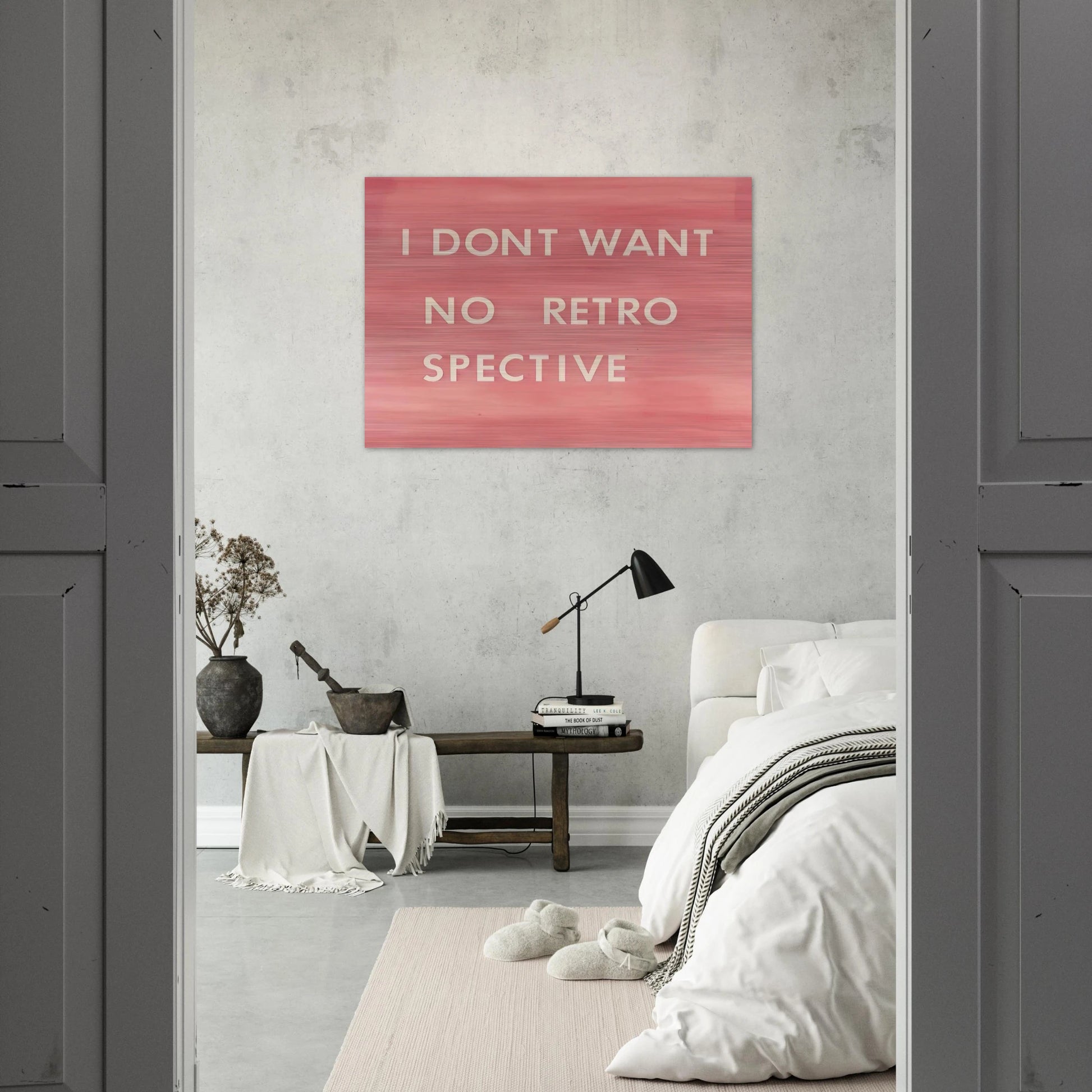 I DON T WANT NO RETRO SPECTIVE 1979 - Edward Ruscha Brushed Aluminum Print - 70x100 cm / 28x40 inches | Edward Ruscha Aluminum Print | Edward Ruscha Prints