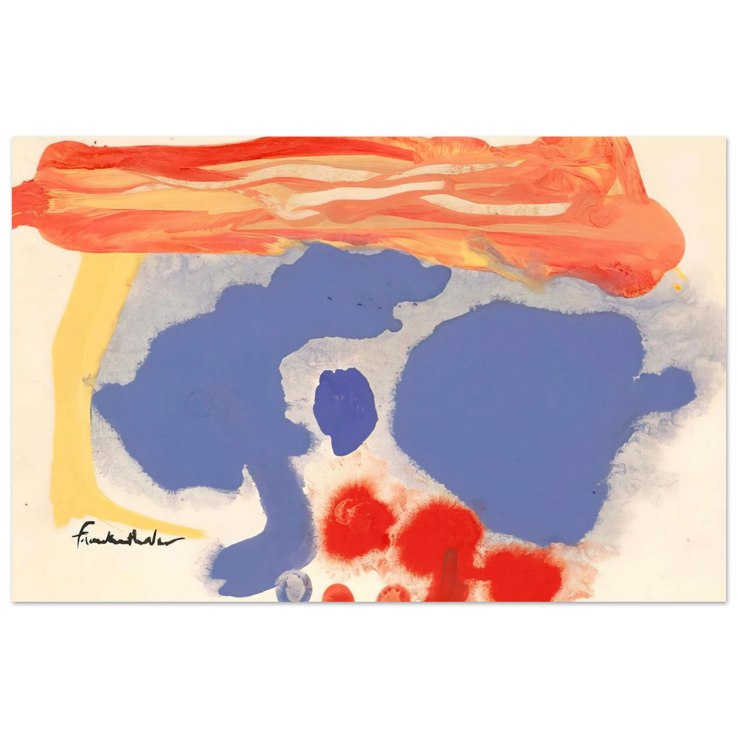 Helen Frankenthaler - Summerscene, Provincetown - 1961 Wall art - 15x20 cm / 6x8 inches - Premium Wooden Framed Poster With Fine Art Paper-canvas - White frame