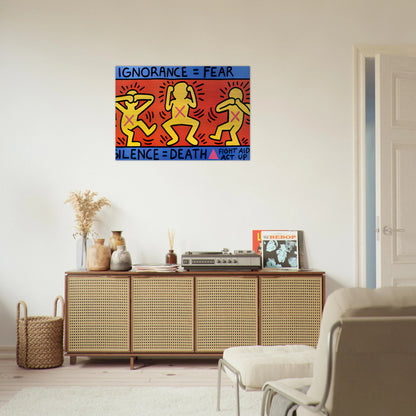 IGNORANCE FEAR 1989 - Keith Haring Brushed Aluminum Print - 70x100 cm / 28x40 inches | Keith Haring Aluminum Print | Keith Haring Prints