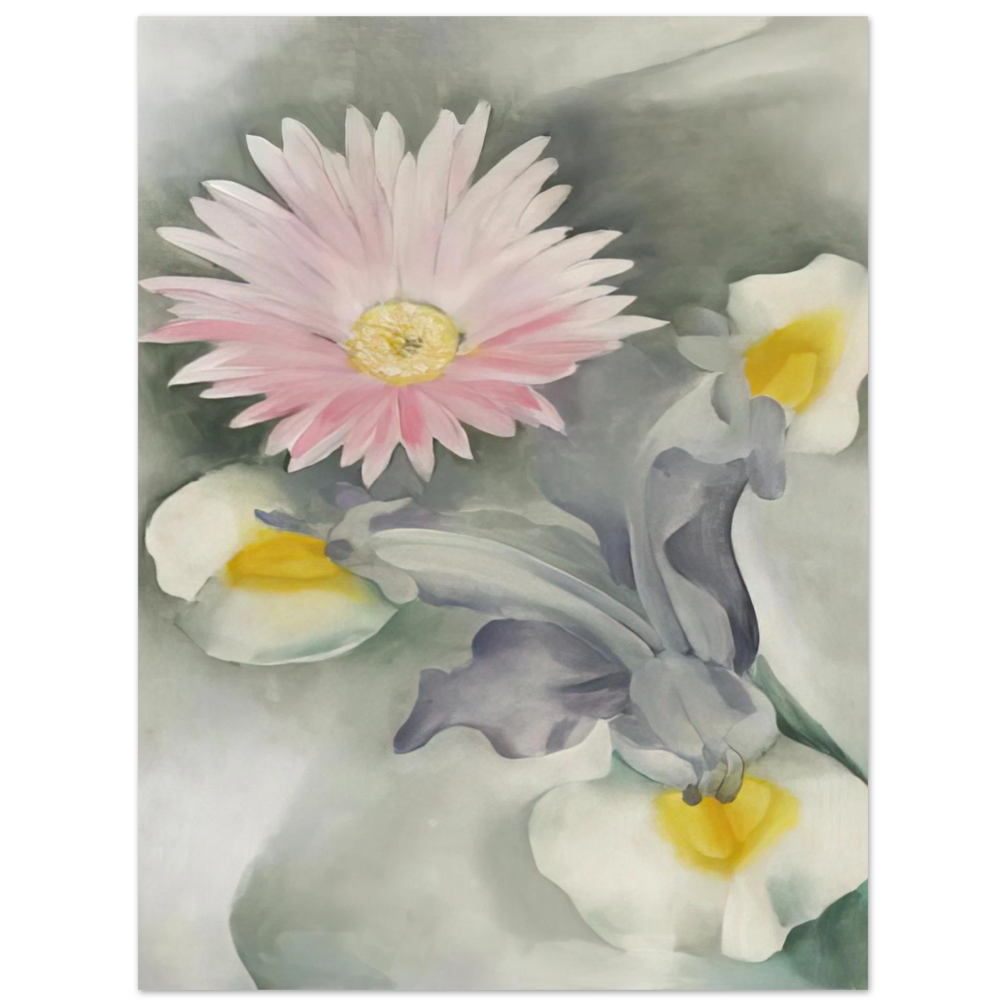 Georgia O'Keeffe - Pink Daisy with Iris Fine Art Poster
