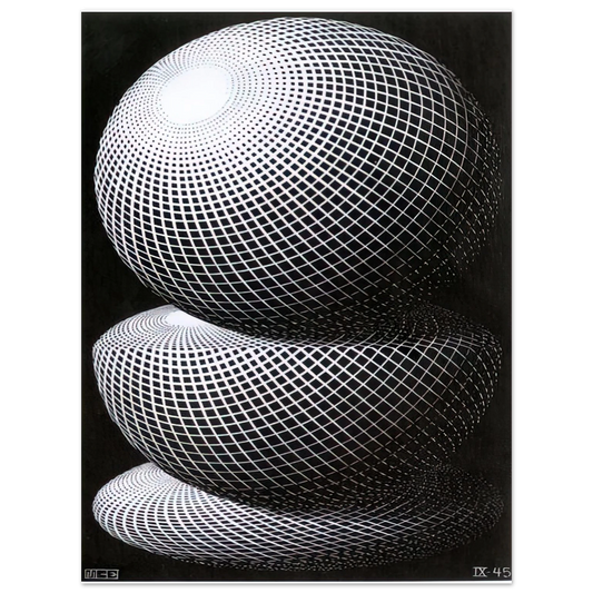 MC Escher - THREE SPHERES I SCHEME Wall Art - 21x29.7 cm / 8x12" - Fine Art Poster-canvas - -