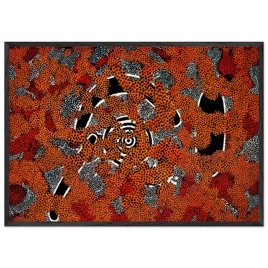 Love Sun Dreaming - 1972 - Clifford Possum Tjapaltjarri 70x100 cm / 28x40 inches Framed Art Print – Black Wooden Frame