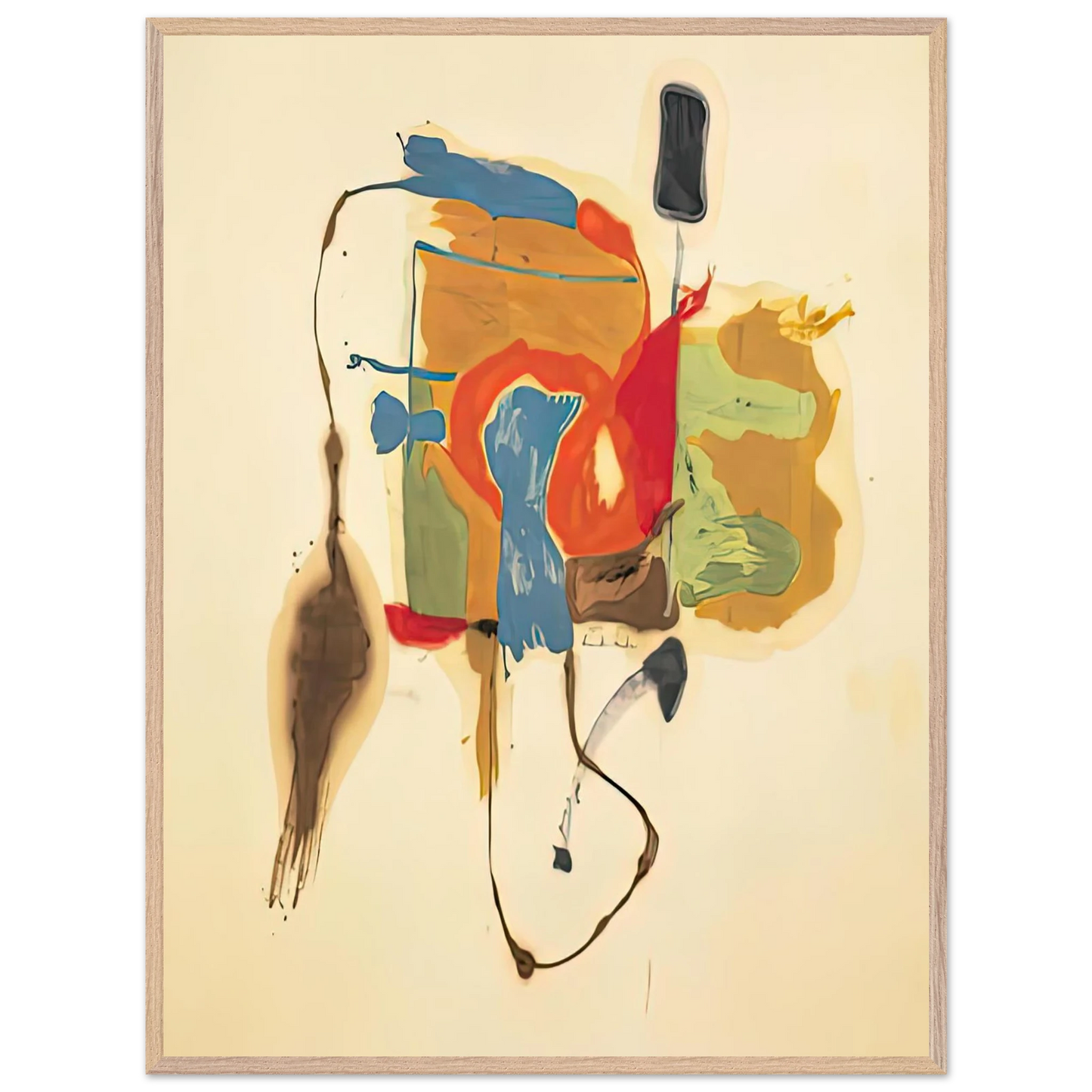 Helen Frankenthaler - Blue Form in a Scene, 1961- Wall Art - 60x80 cm / 24x32 inches - Premium Wooden Framed Poster With Fine Art Paper-canvas - Wood frame