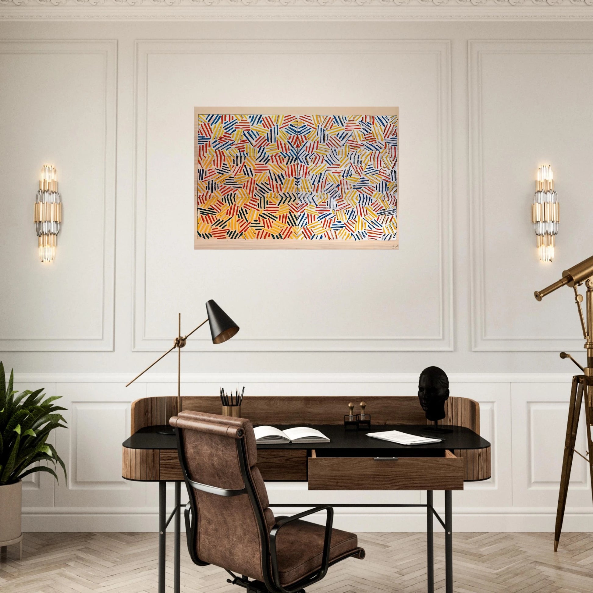 CORPSE AND MIRROR 1969 2 - Jasper Johns Brushed Aluminum Print - 70x100 cm / 28x40 inches | Jasper Johns Aluminum Print | Jasper Johns Prints