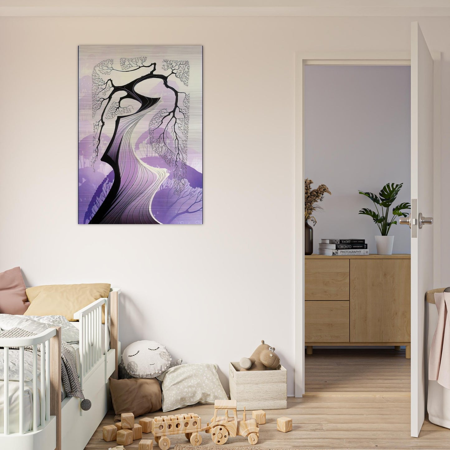 Carmel Cypress - Eyvind Earle Brushed Aluminum Print - 70x100 cm / 28x40 inches | Eyvind Earle Aluminum Print | Eyvind Earle Prints