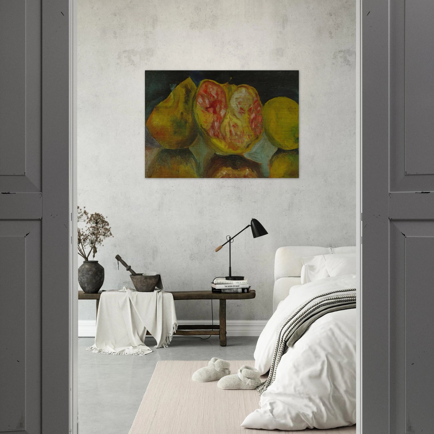 STILL LIFE POMEGRANATES - Salvador Dali Brushed Aluminum Print - 70x100 cm / 28x40 inches | Salvador Dali Aluminum Print | Salvador Dali Prints