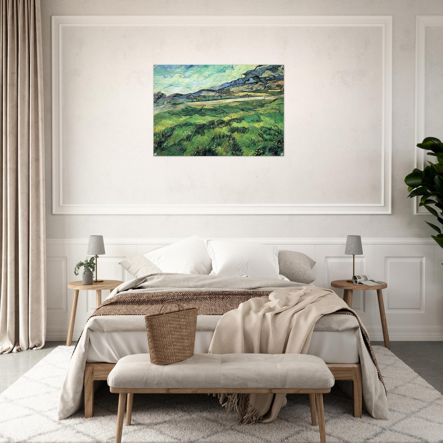 The Green Wheatfield behind the Asylum - Vincent van Gogh Acrylic Print - 70x100 cm / 28x40″ inches