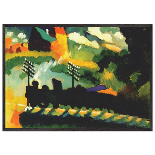MURNAU VIEW WITH RAILWAY AND CASTLE 1909 - Wassily Kandinsky 70x100 cm / 28x40 inches Framed Art Print – Black Wooden Frame