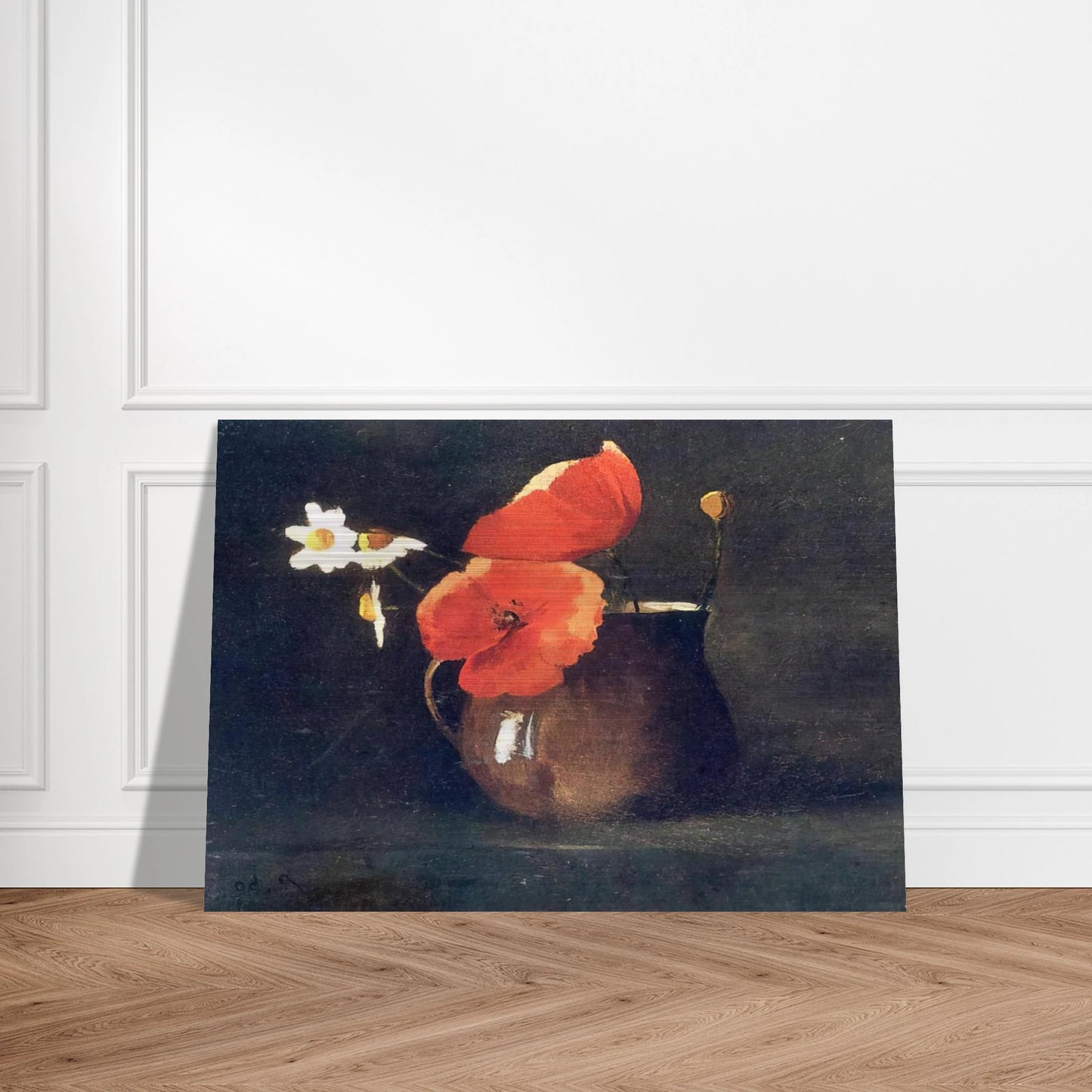 FLOWERS IN GREEN VASE - Odilon Redon Brushed Aluminum Print - 70x100 cm / 28x40 inches | Odilon Redon Aluminum Print | Odilon Redon Prints