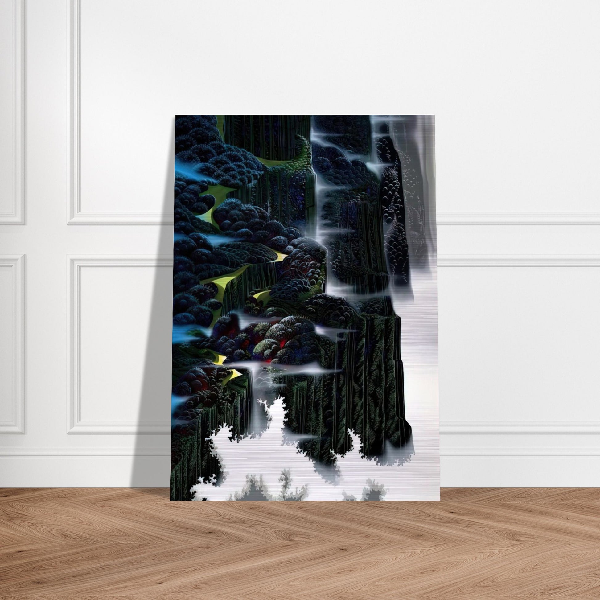 Sea Cliffs Rising - Eyvind Earle Brushed Aluminum Print - 70x100 cm / 28x40 inches | Eyvind Earle Aluminum Print | Eyvind Earle Prints