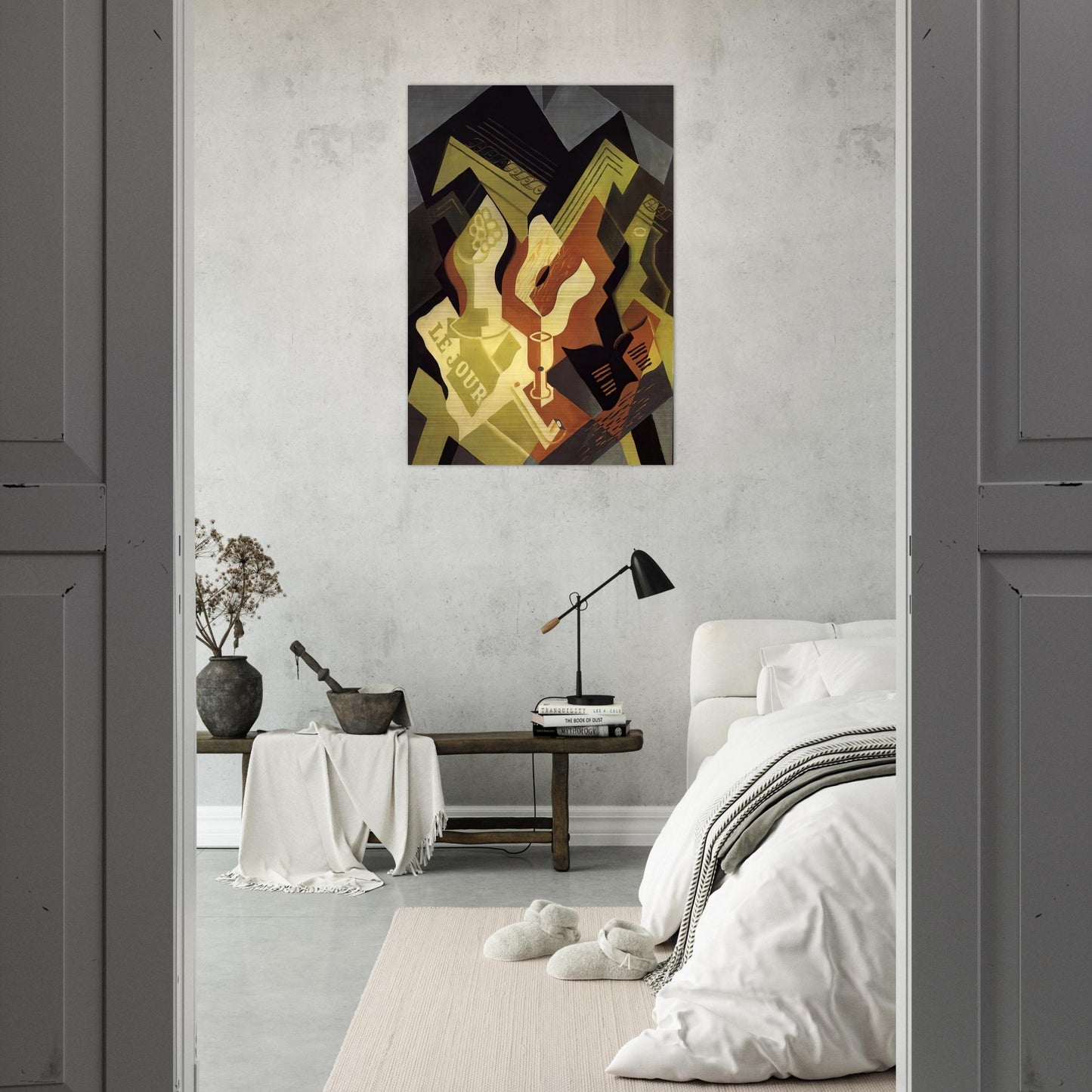 GUITAR AND FRUIT DISH - Juan Gris Brushed Aluminum Print - 70x100 cm / 28x40 inches | Juan Gris Aluminum Print | Juan Gris Prints