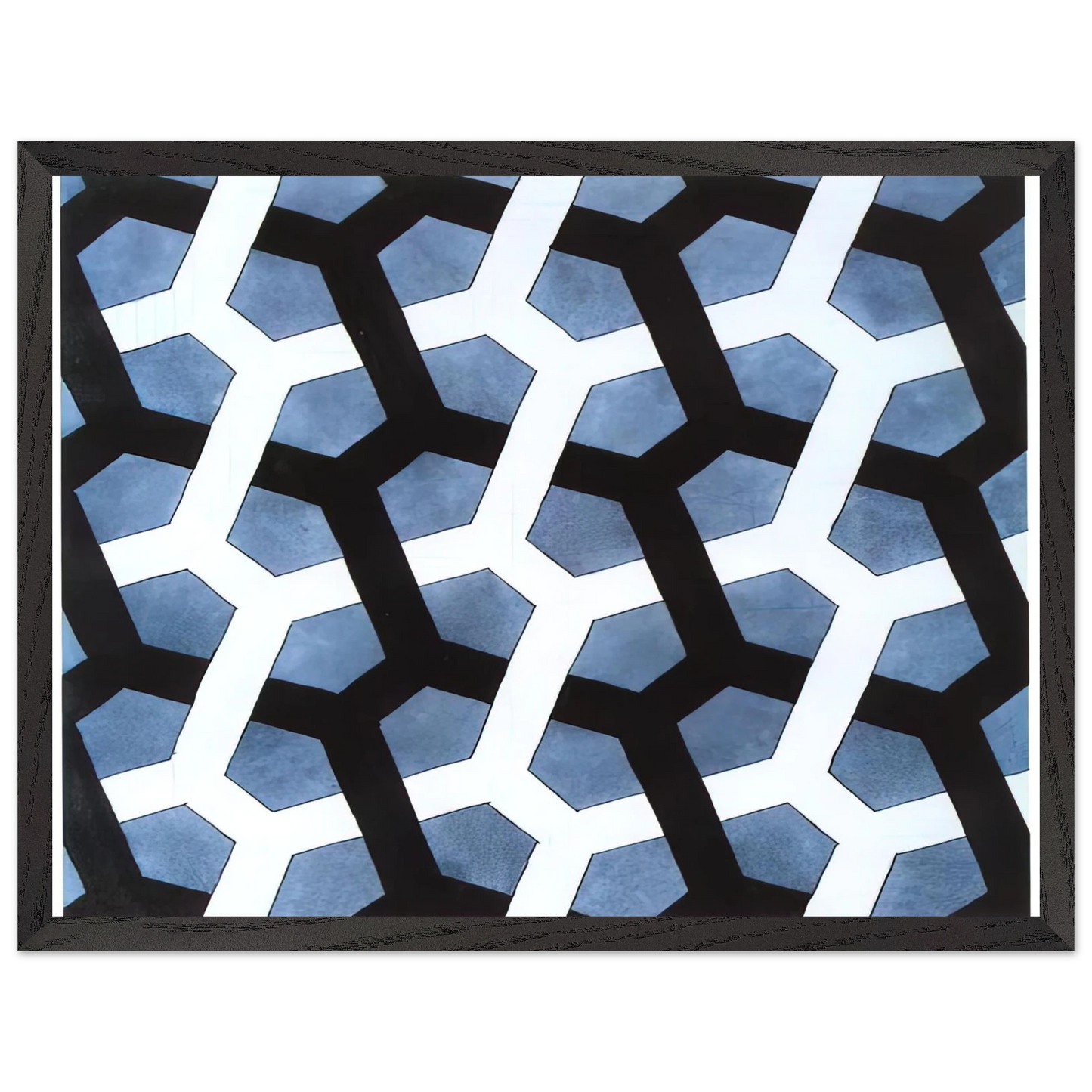 MC Escher - INTERLACED HEXAGON Wall Art - 21x29.7 cm / 8x12" - Premium Wooden Framed Poster With Fine Art Paper-canvas - Wood frame