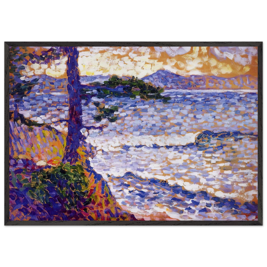The Mediterranean Coast - Henri-Edmond Cross 70x100 cm / 28x40 inches Framed Art Print – Black Wooden Frame