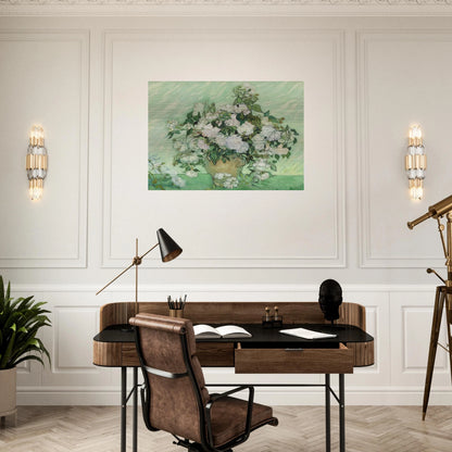 Vase with Pink Roses - Vincent van Gogh Brushed Aluminum Print - 70x100 cm / 28x40 inches | Vincent van Gogh Aluminum Print | Vincent van Gogh Prints