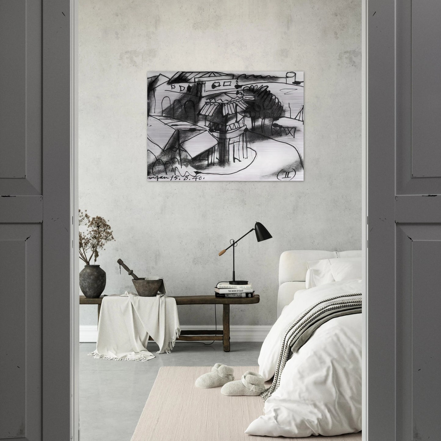 Café in Royan - 1940 - Pablo Picasso Brushed Aluminum Print - 70x100 cm / 28x40 inches | Pablo Picasso Aluminum Print | Pablo Picasso Prints