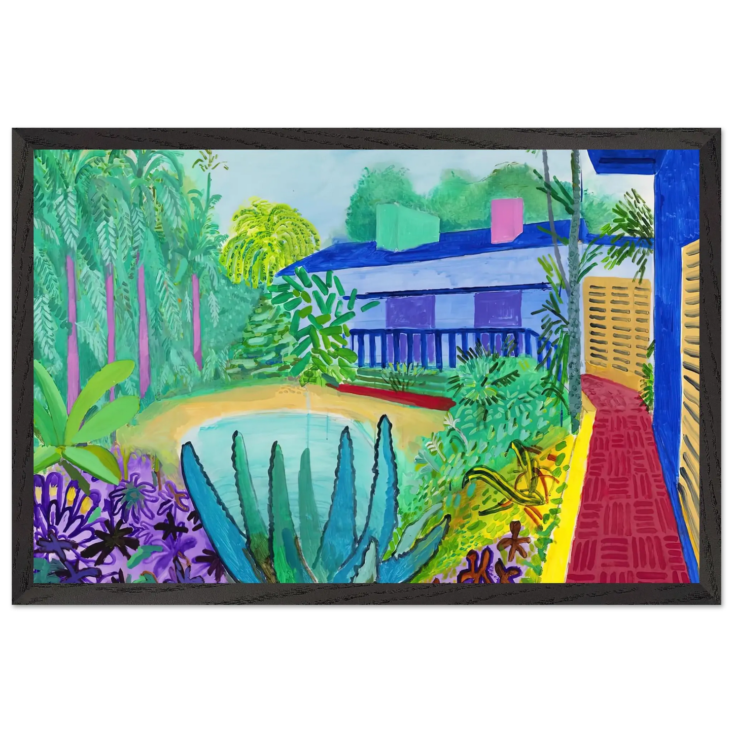 David Hockney - David Hockney Wall art - 28x43  cm / XL (11x17 Inches) - Premium Wooden Framed Poster With Fine Art Paper - Black frame