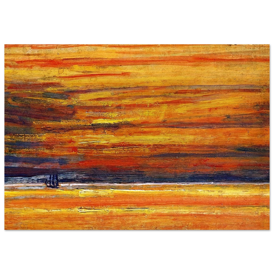 Sailing Vessel at Sea, Sunset - Childe Hassam Brushed Aluminum Print - 70x100 cm / 28x40 inches | Childe Hassam Aluminum Print | Childe Hassam Prints