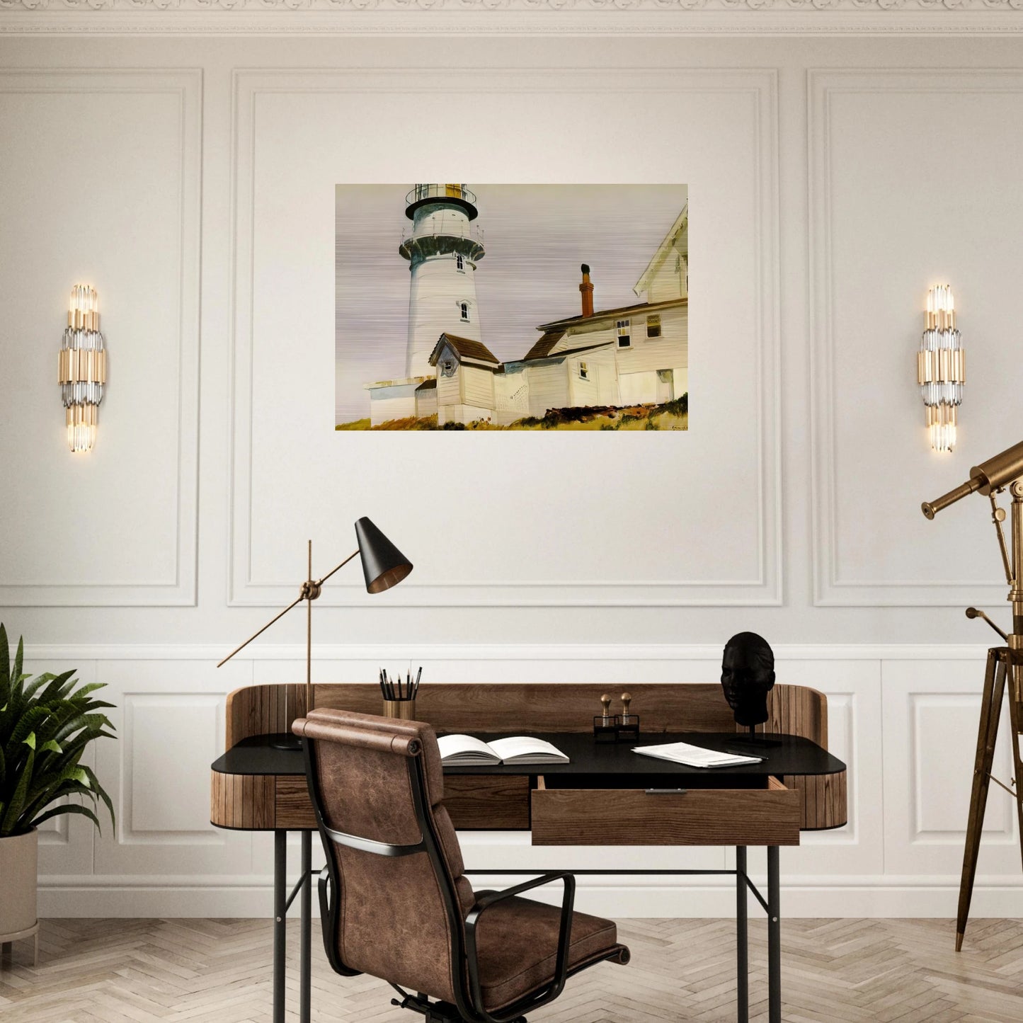 Light at Two lights - Edward Hopper Brushed Aluminum Print - 70x100 cm / 28x40 inches | Edward Hopper Aluminum Print | Edward Hopper Prints