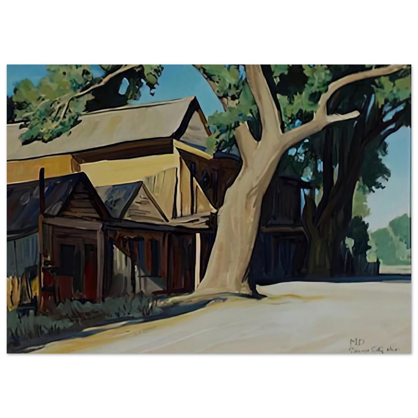 Maynard Dixon - OLD CHINATOWN CARSON CITY NEVADA 1937 Wall art - 70x100 cm / 28x40 inches - Premium Wooden Framed Poster With Fine Art Paper-canvas - Wood frame