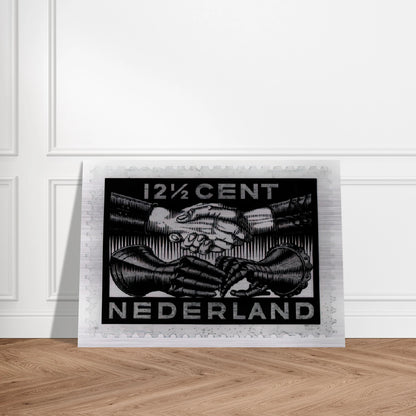 DESIGN FOR DUTCH PEASE POSTAGE STAMP MARCH 1932 1932 - MC Escher Brushed Aluminum Print - 70x100 cm / 28x40 inches | MC Escher Aluminum Print | MC Escher Prints