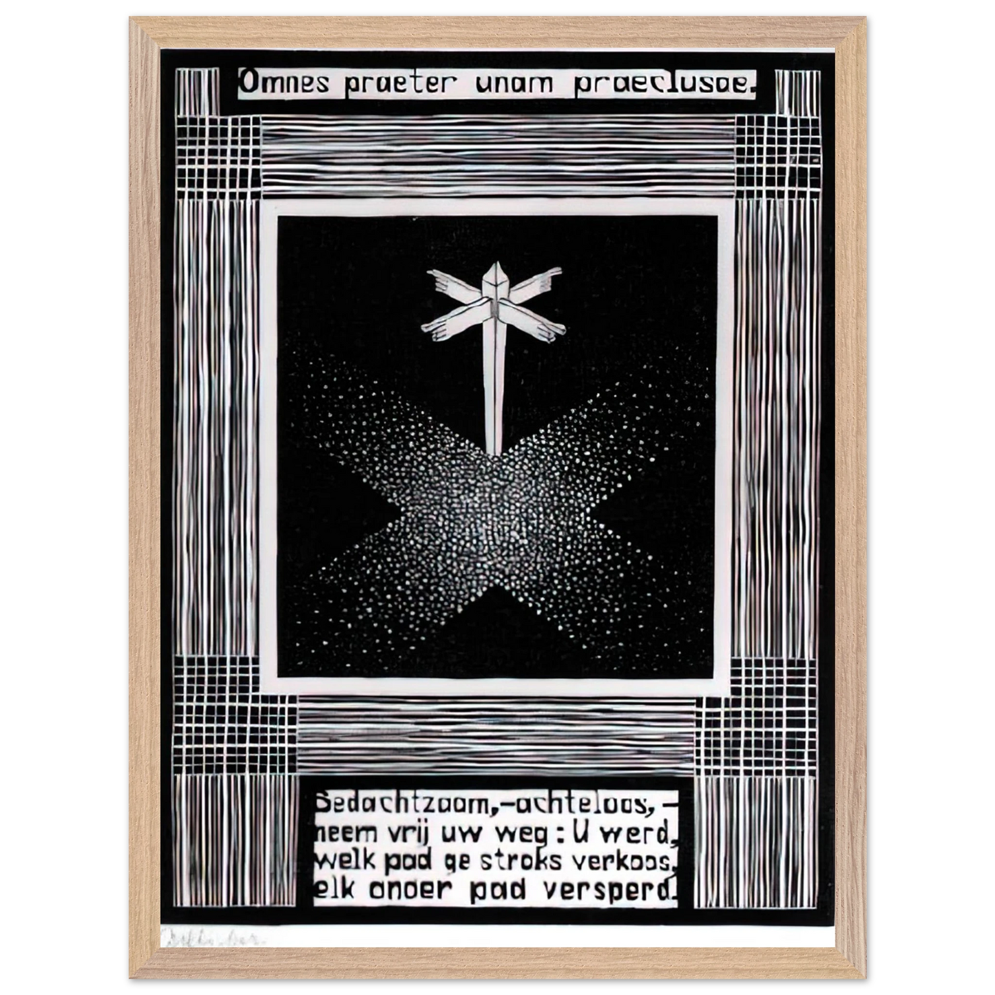 MC Escher - EMBLEMATA SIGNPOST Wall Art - 60x80 cm / 24x32 inches - Premium Wooden Framed Poster With Fine Art Paper - White frame