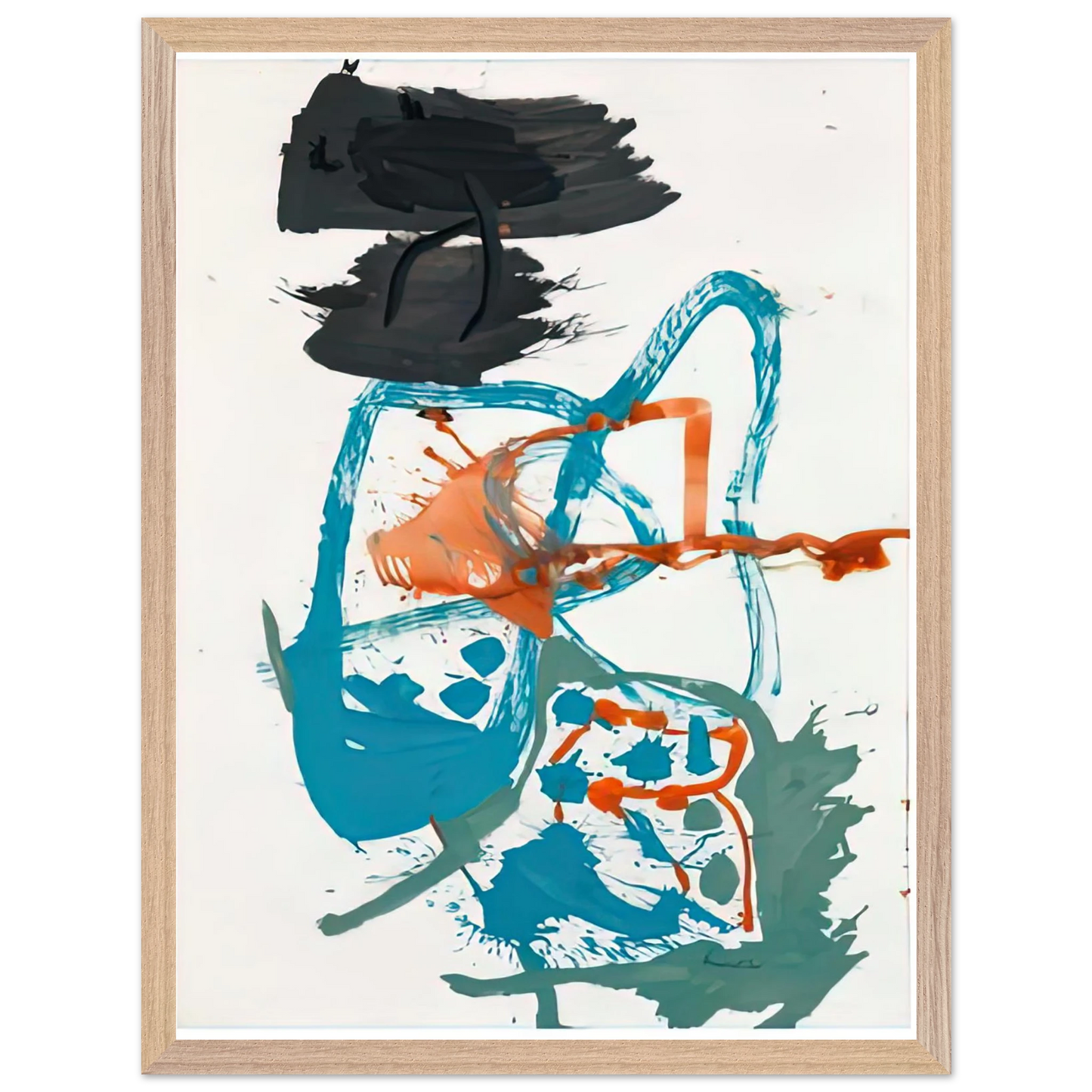 Helen Frankenthaler - Winter Figure with Black Overhead, 1959- Wall Art - 30x40 cm / 12x16 inches - Premium Wooden Framed Poster With Fine Art Paper-canvas - Black frame