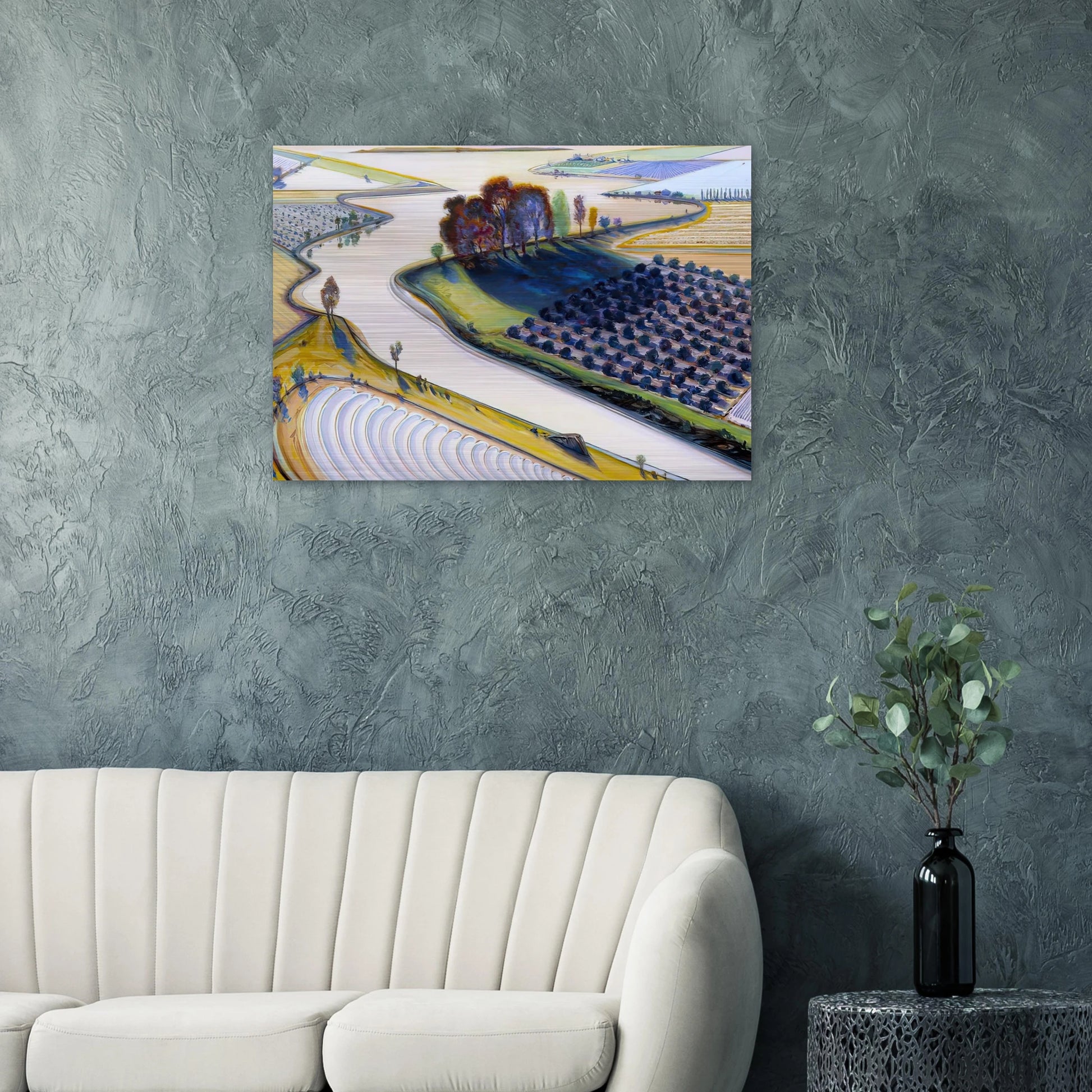 Flatland River - 1997 - Wayne Thiebaud Brushed Aluminum Print - 70x100 cm / 28x40 inches | Wayne Thiebaud Aluminum Print | Wayne Thiebaud Prints