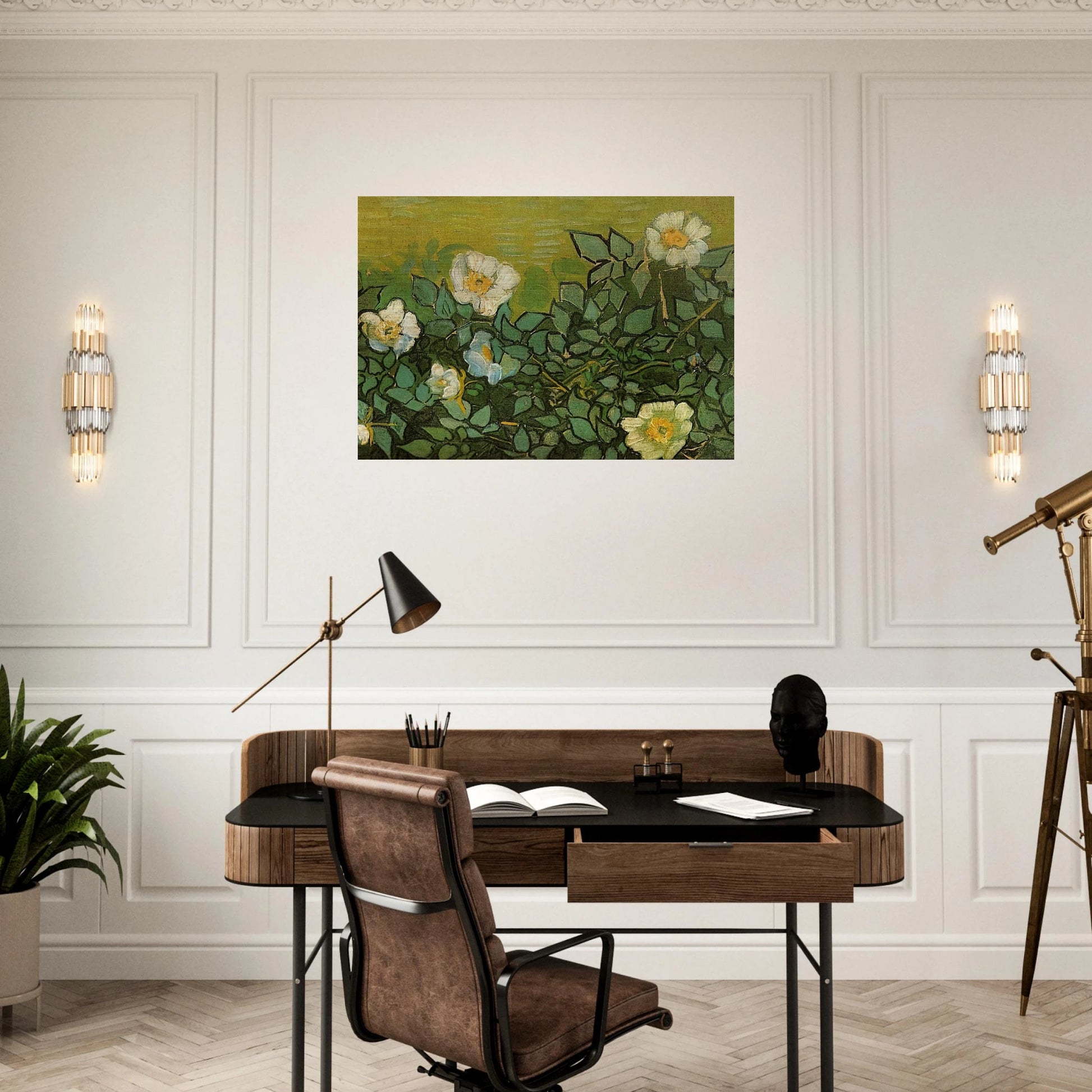 Wild Roses - Vincent van Gogh Brushed Aluminum Print - 70x100 cm / 28x40 inches | Vincent van Gogh Aluminum Print | Vincent van Gogh Prints