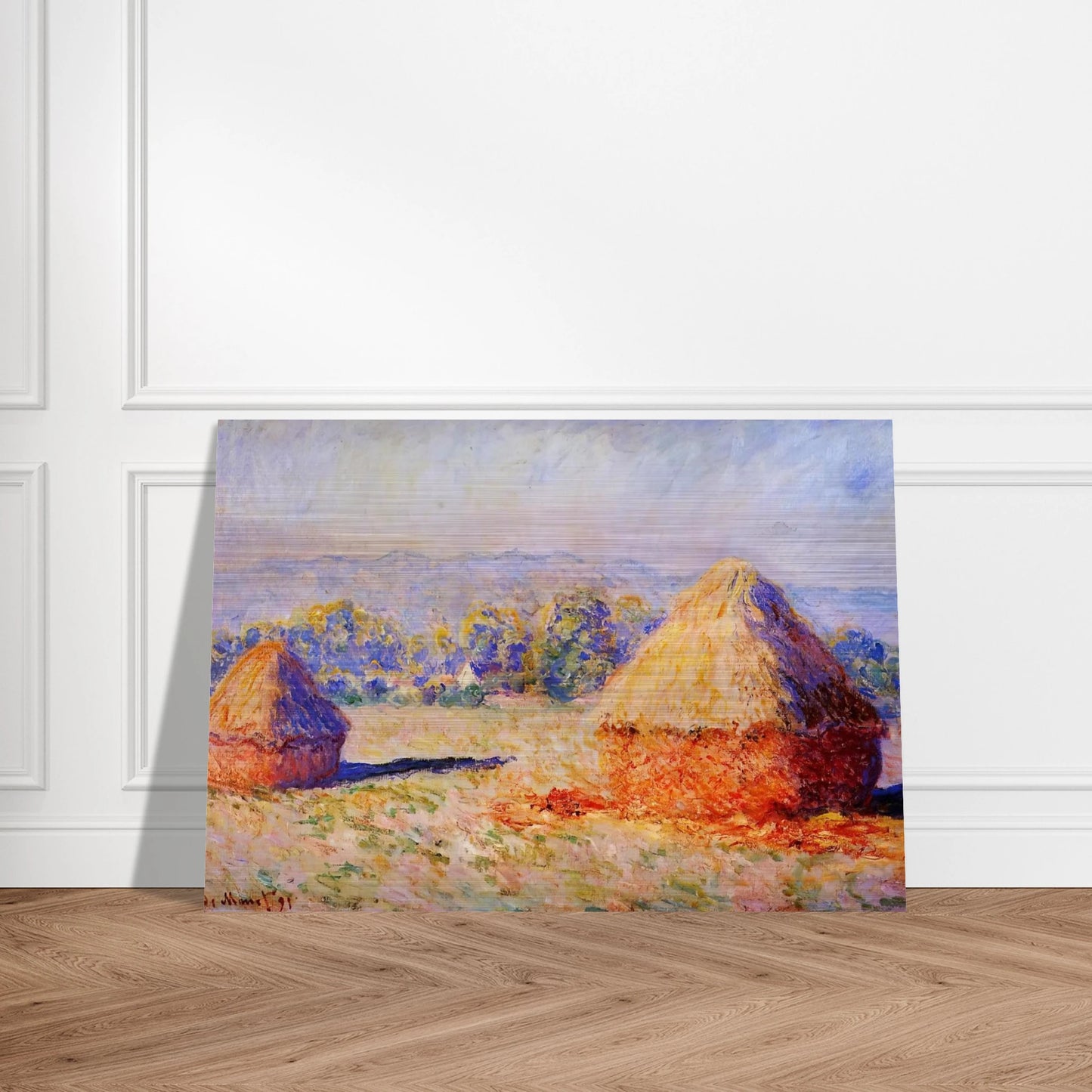 Grainstacks in the Sunlight, Morning Effect - claude monet Brushed Aluminum Print - 70x100 cm / 28x40 inches | claude monet Aluminum Print | claude monet Prints