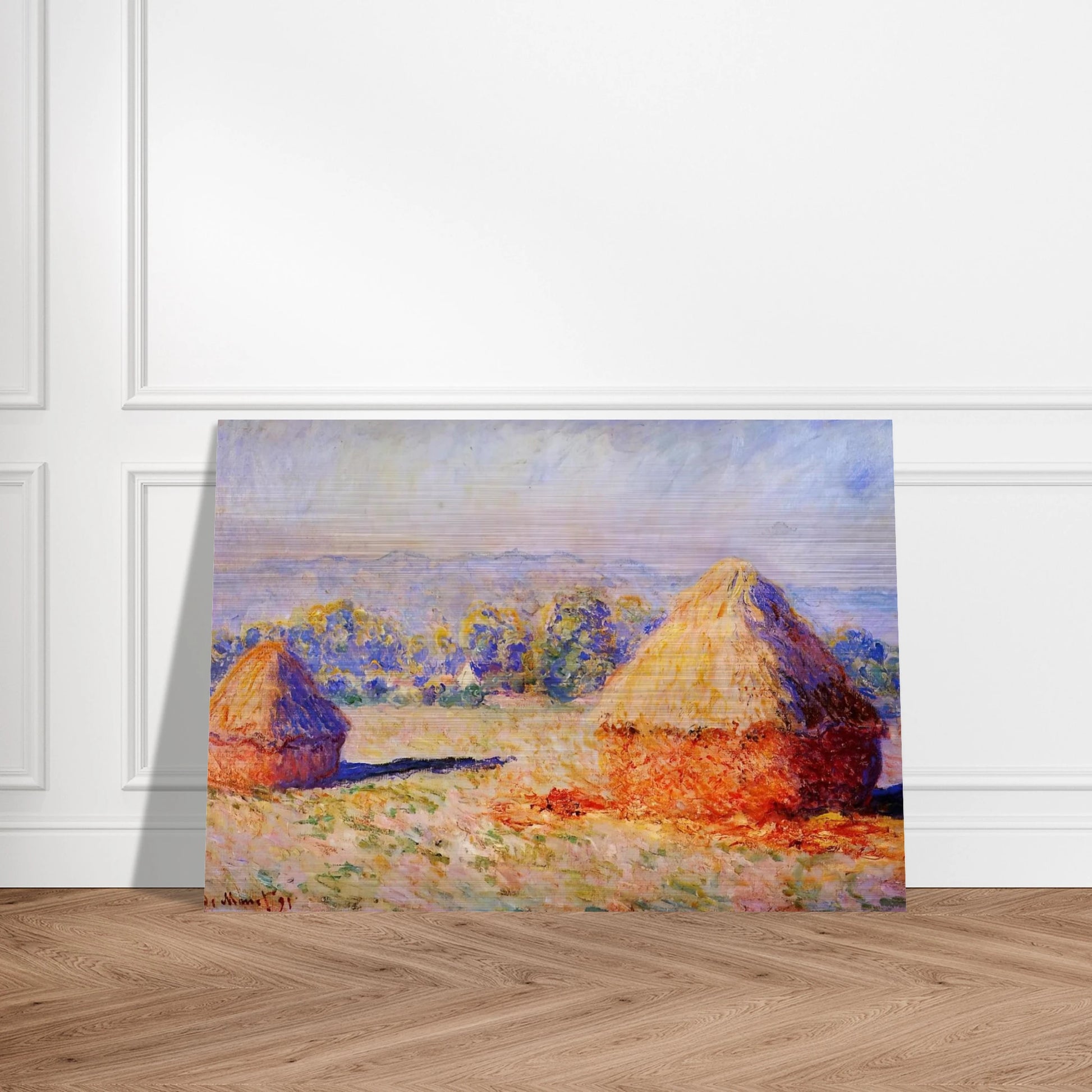 Grainstacks in the Sunlight, Morning Effect - claude monet Brushed Aluminum Print - 70x100 cm / 28x40 inches | claude monet Aluminum Print | claude monet Prints