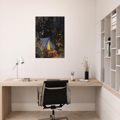 CAMPFIRE 1916 - Tom Thomson Brushed Aluminum Print - 70x100 cm / 28x40 inches | Tom Thomson Aluminum Print | Tom Thomson Prints
