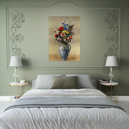 FLOWERS IN A VASE WITH ONE HANDLE - Odilon Redon Brushed Aluminum Print - 70x100 cm / 28x40 inches | Odilon Redon Aluminum Print | Odilon Redon Prints