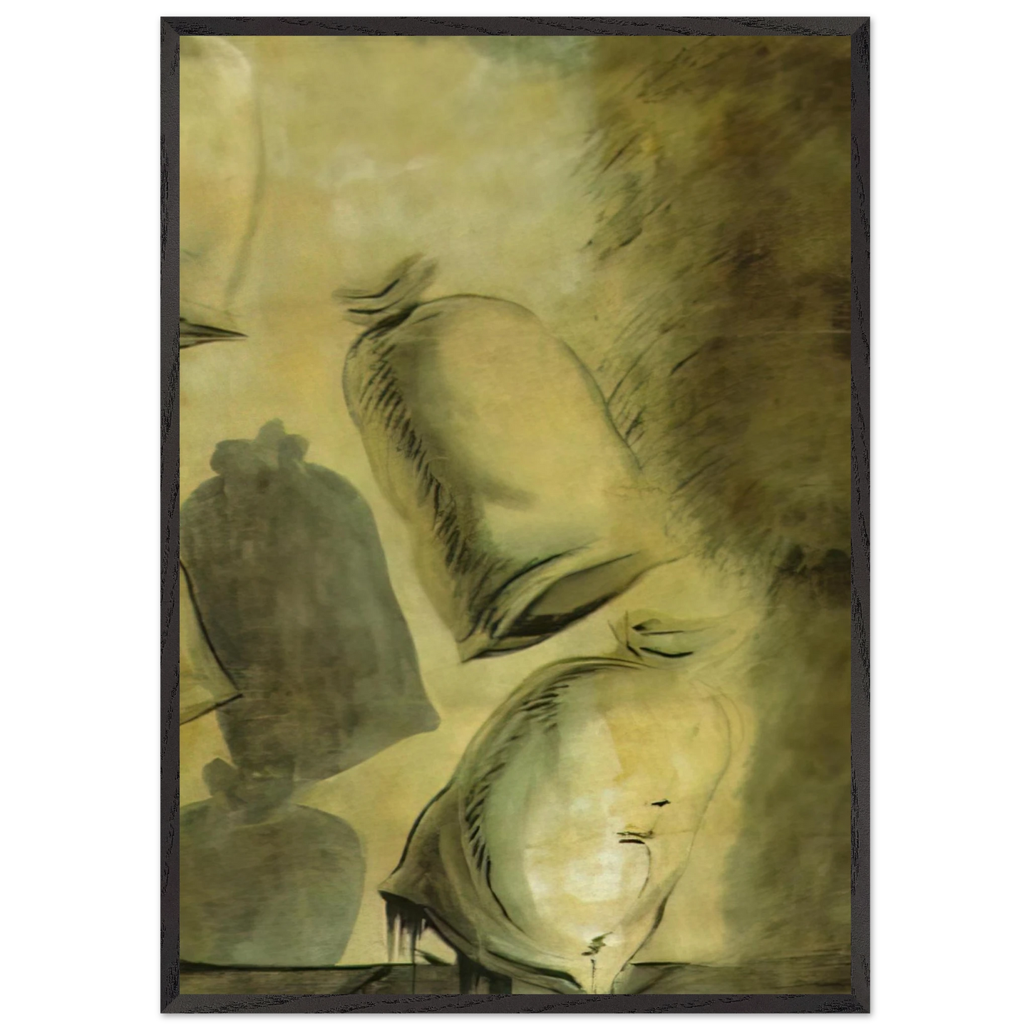 SET DESIGN FOR THE BALLET LOS SACOS DEL MOLINERO 1 - Salvador Dali 70x100 cm / 28x40 inches Framed Art Print – Black Wooden Frame