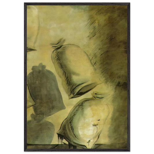 SET DESIGN FOR THE BALLET LOS SACOS DEL MOLINERO 1 - Salvador Dali 70x100 cm / 28x40 inches Framed Art Print – Black Wooden Frame