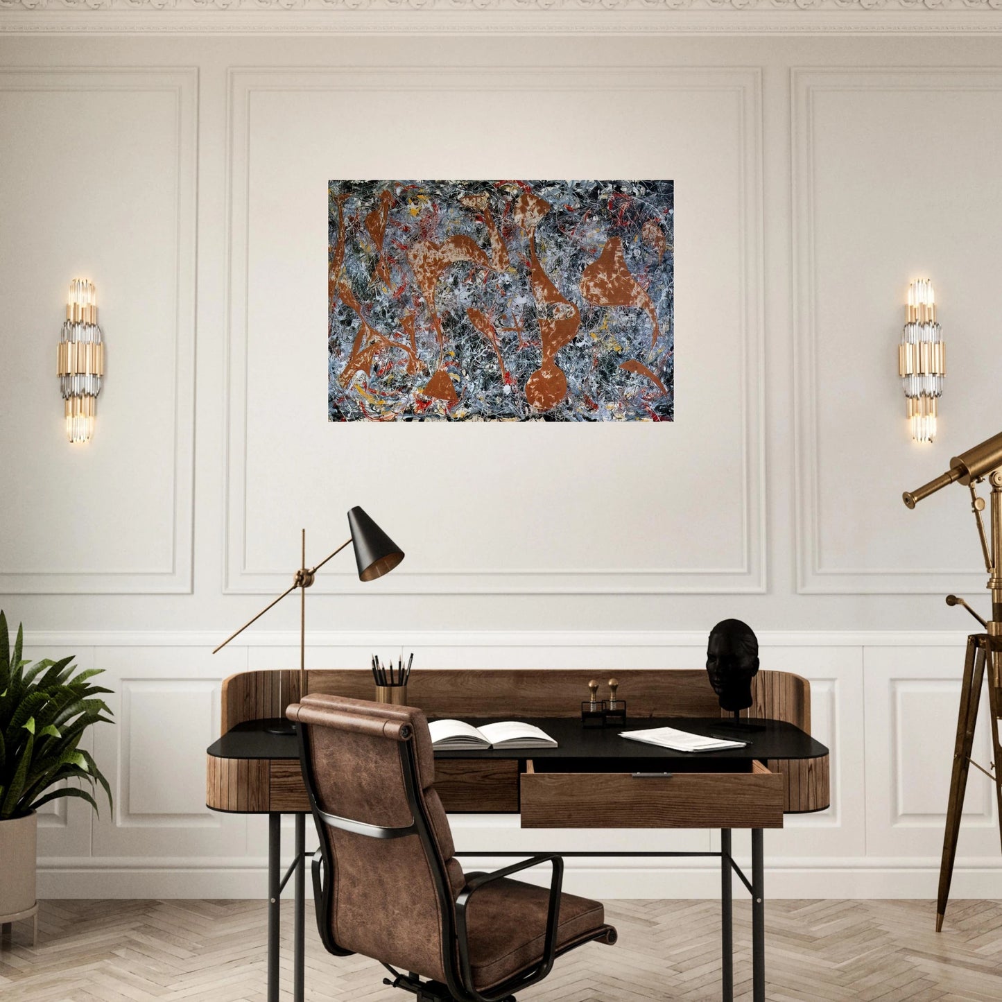 NUMBER 7 OUT OF THE WEB 1949 - Jackson Pollock Brushed Aluminum Print - 70x100 cm / 28x40 inches | Jackson Pollock Aluminum Print | Jackson Pollock Prints