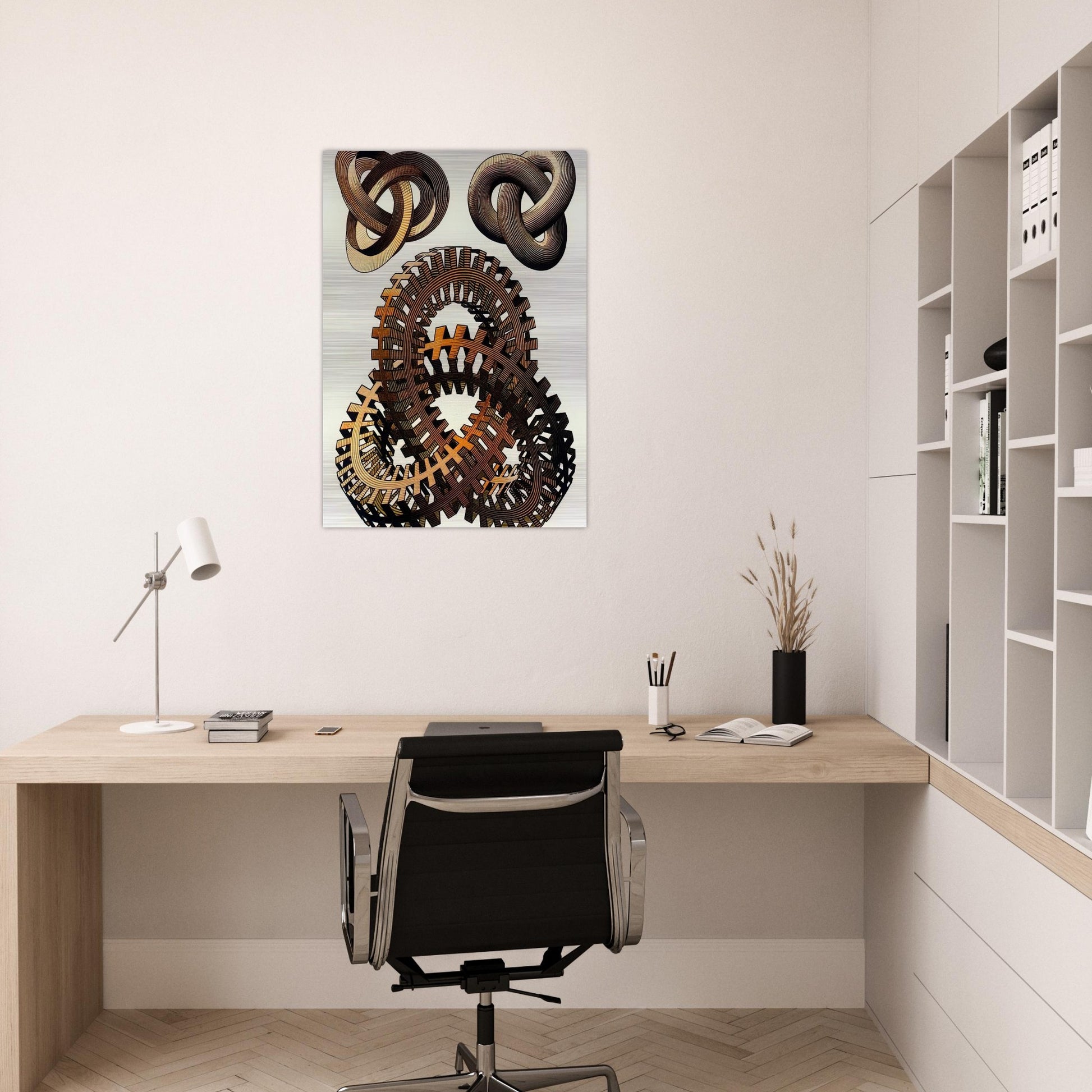 KNOTS COLOUR - MC Escher Brushed Aluminum Print - 70x100 cm / 28x40 inches | MC Escher Aluminum Print | MC Escher Prints