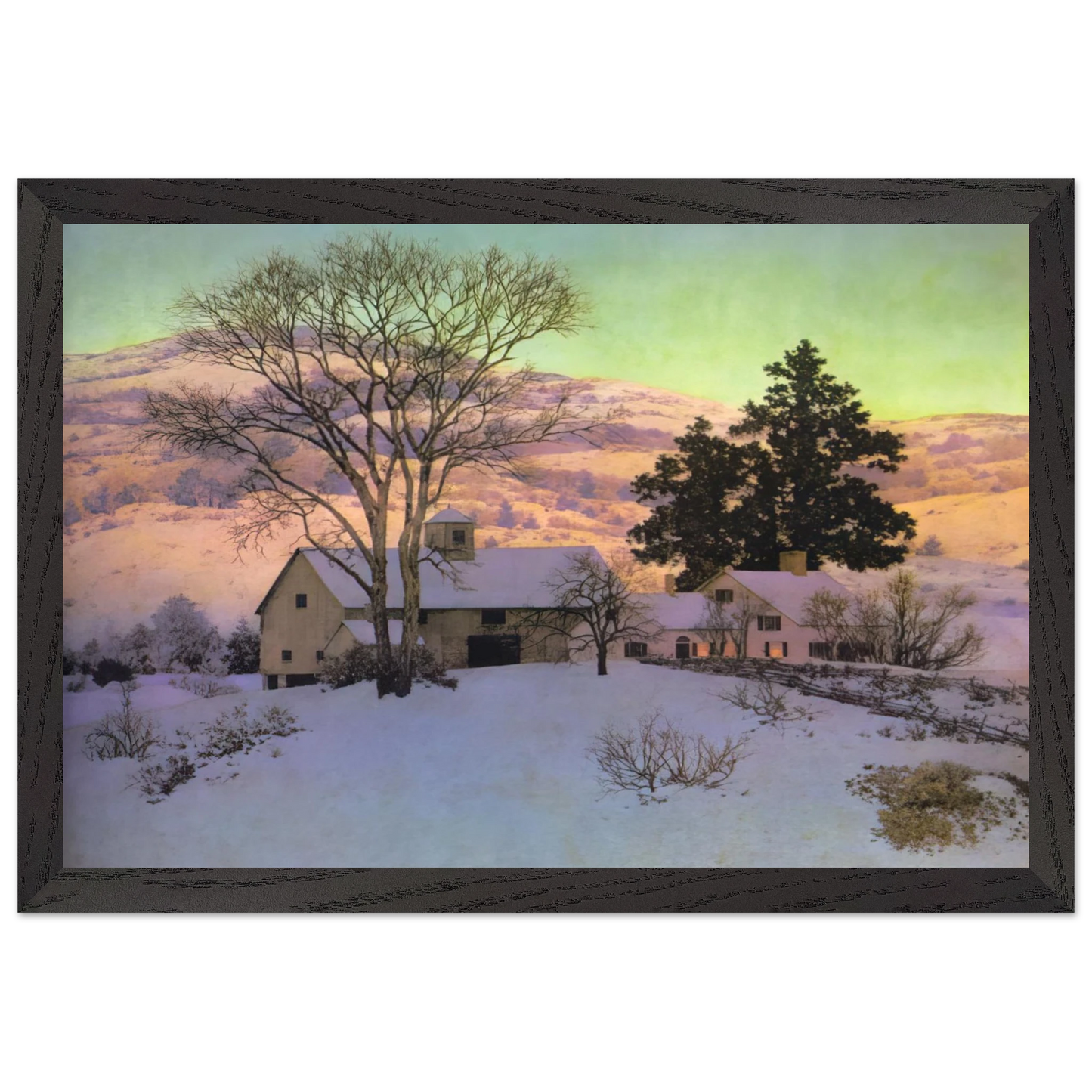 Maxfield Parrish - Afterglow Wall Art - 21x29.7 cm / 8x12" - Premium Wooden Framed Poster With Fine Art Paper - White frame