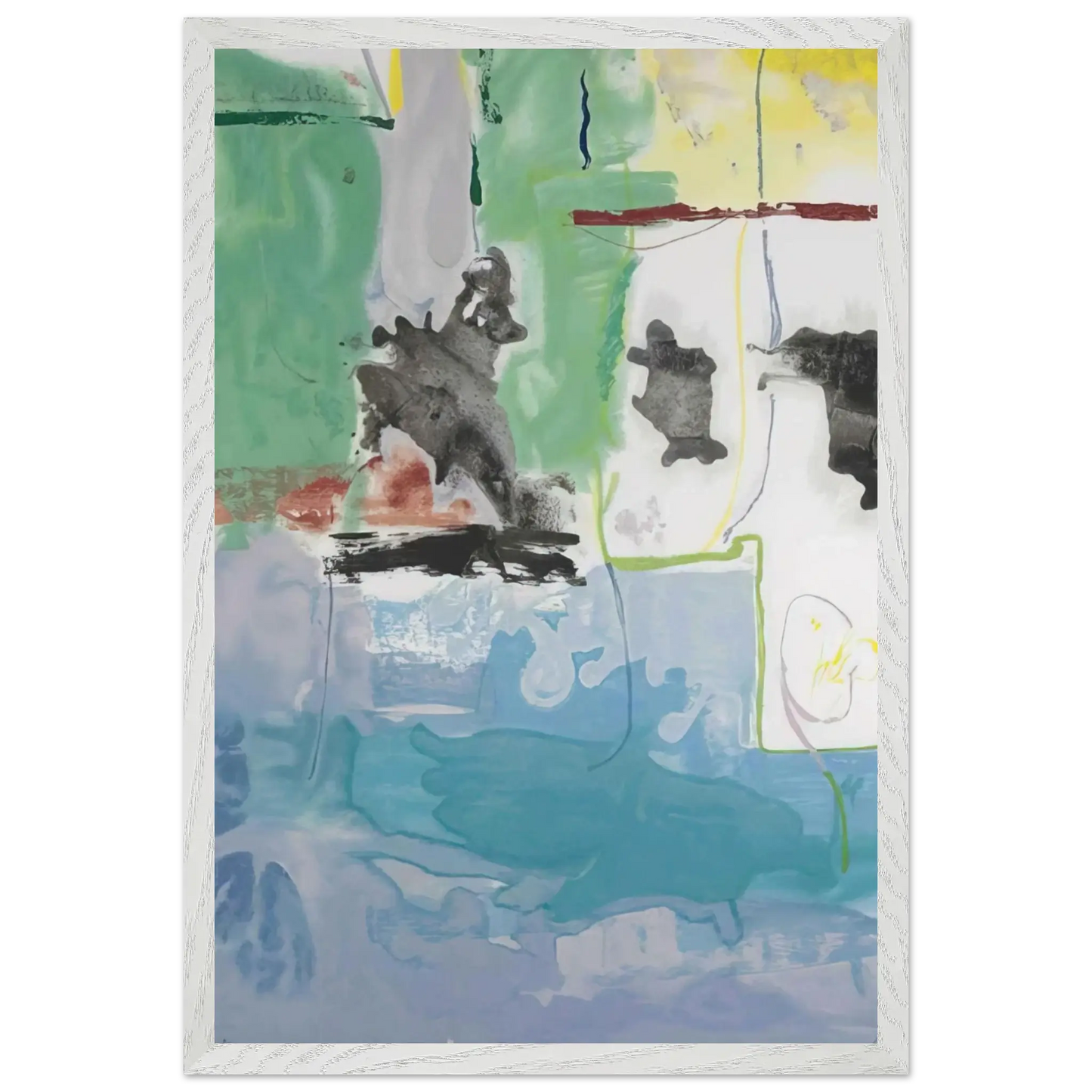 Helen Frankenthaler - West Wind - 1997 Wall art - A1 (59.4 x 84.1  cm) - Premium Wooden Framed Poster With Fine Art Paper - White frame