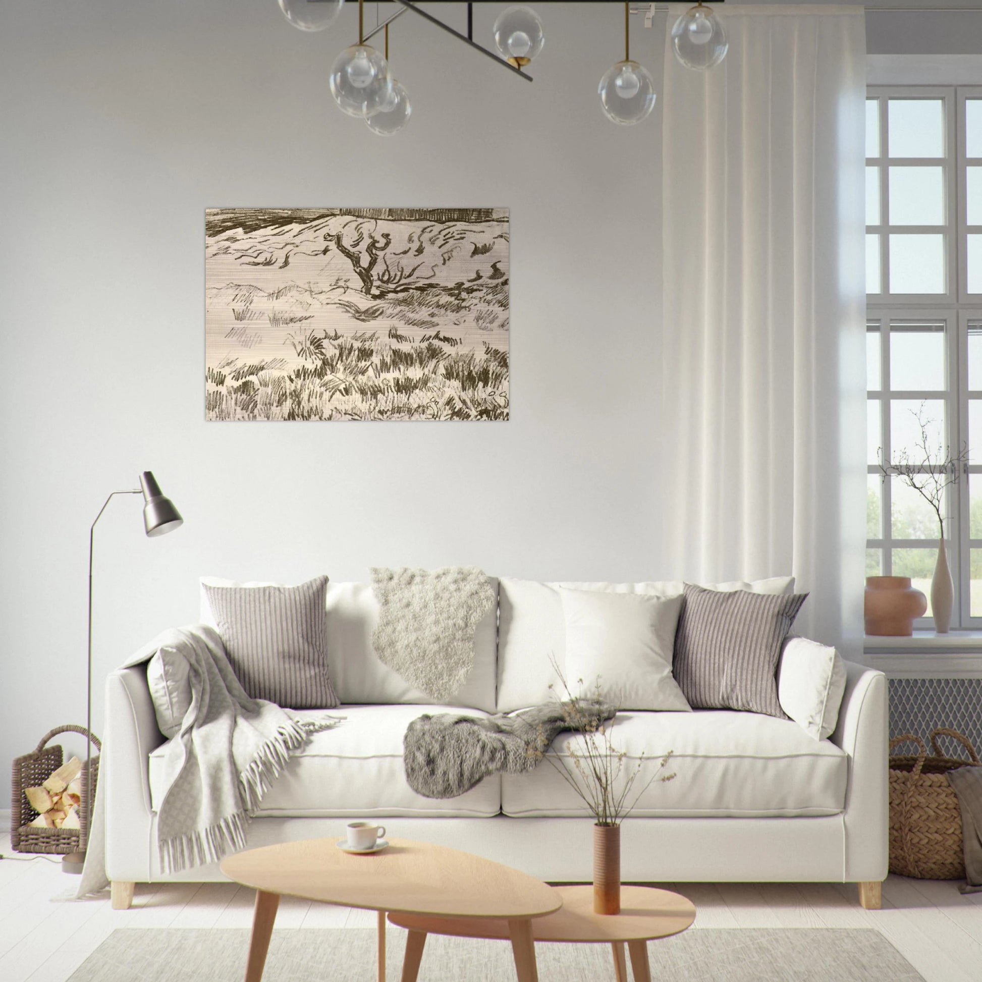 Field with Bare Tree - Vincent van Gogh Brushed Aluminum Print - 70x100 cm / 28x40 inches | Vincent van Gogh Aluminum Print | Vincent van Gogh Prints