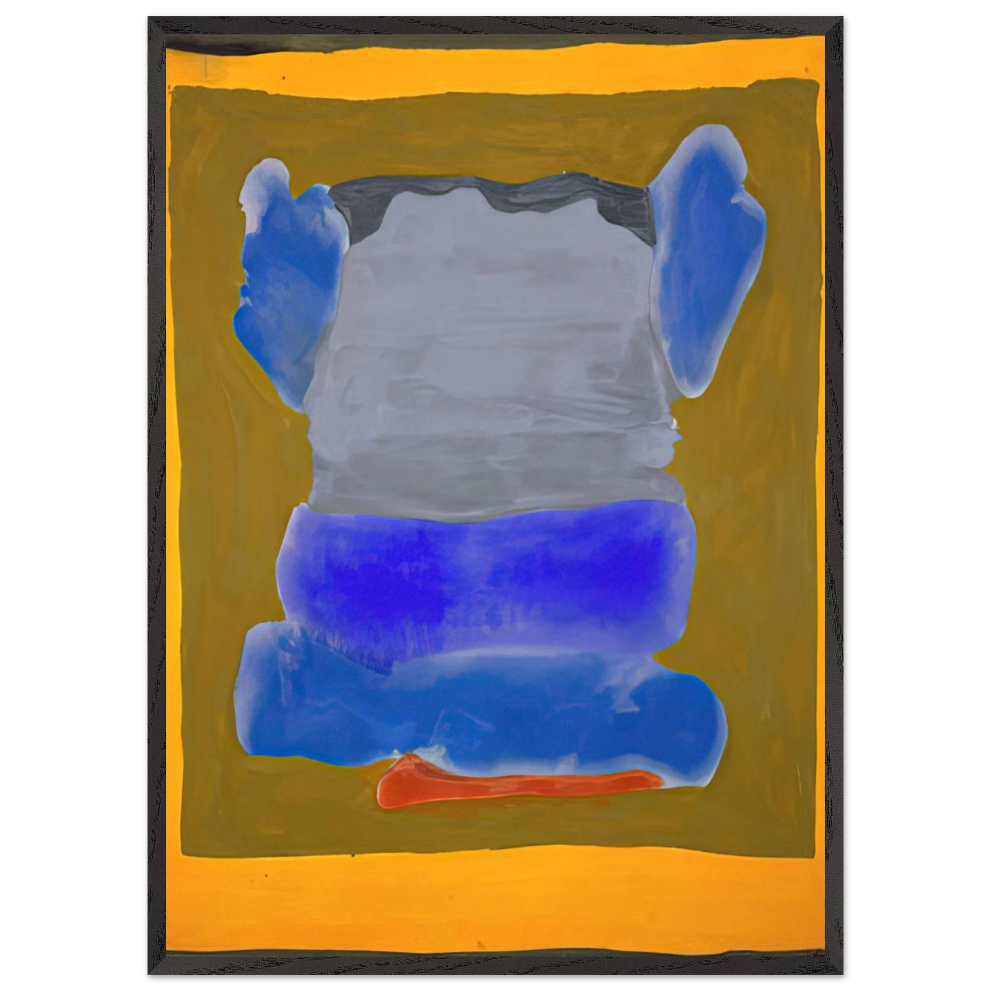 Helen Frankenthaler - Buddha s Court - 1964 Wall art - 28x43  cm / XL (11x17 inches) - Premium Wooden Framed Poster With Fine Art Paper-canvas - Black frame